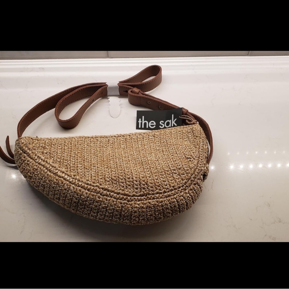 New The Sak Tess Gen Sling Purse Tan and Brown Crochet Bag - Picture 8 of 13